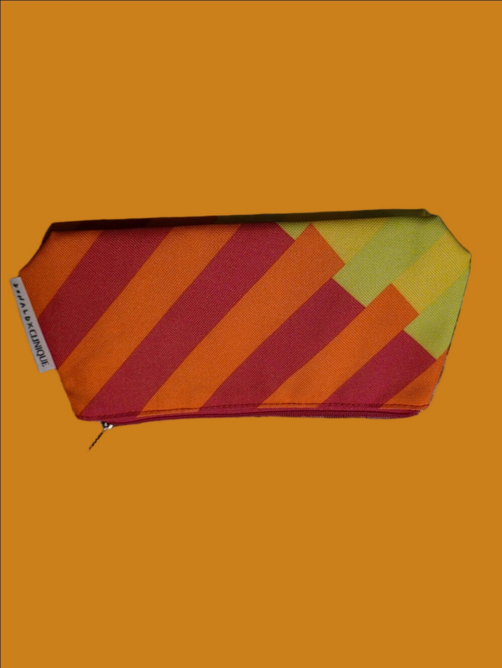 4/$25 Deal! Clinique Orange and Pink Striped Cosmetic Bag